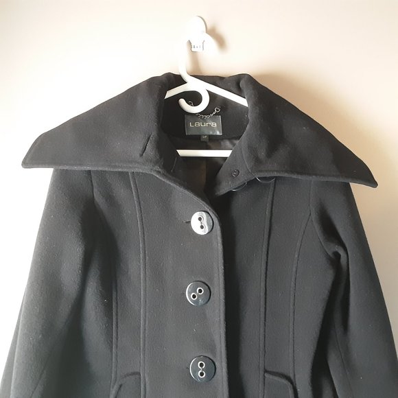 Laura Wool Cashmere Black Winter Pea Coat | S - Picture 6 of 16
